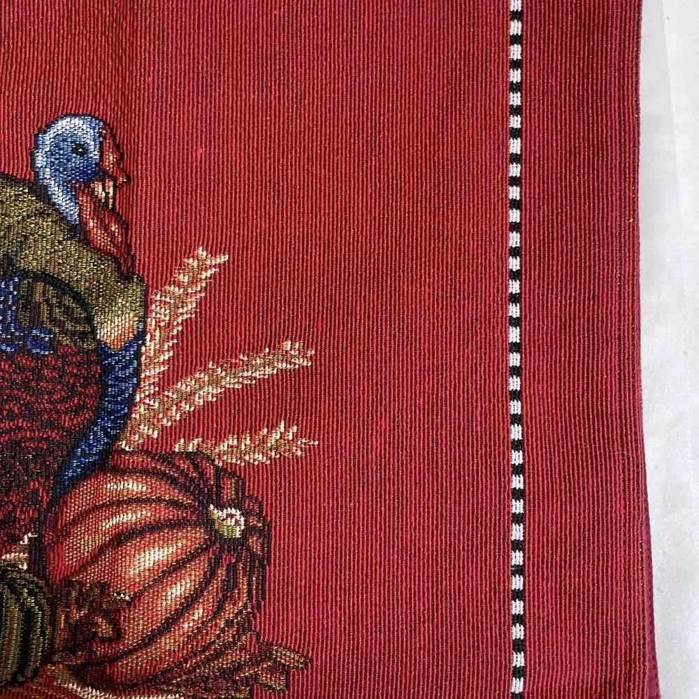 Thanksgiving Tapestry Turkey & Pumpkin Table Runner 70
